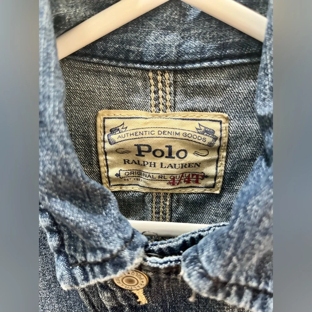 Polo by Ralph Lauren Denim Trucker Jacket Washed Cotton Boys Size 4T - Picture 6 of 8